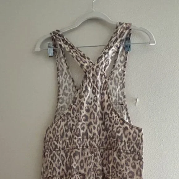 Urban Outfitters Camille Leopard Print Cheetah Cotton Zip Racerback Overalls NEW - Picture 11 of 16